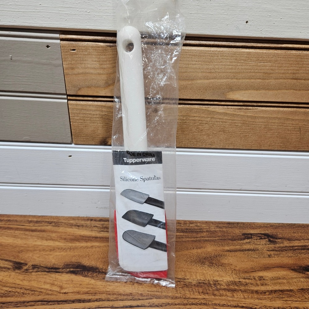 Tupperware Silicone Spatula Red Head White Handle Kitchen Baking Utensil New